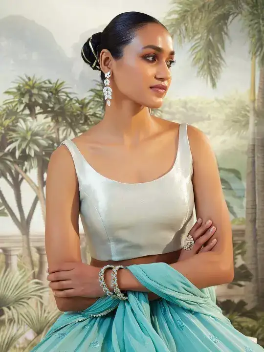 Image for Soch-SilverColourSolidSareeBlouse