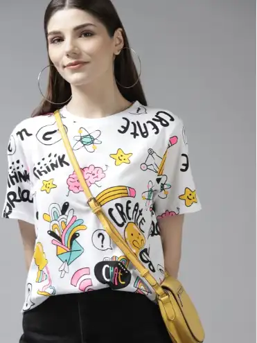 Image for TheDryStateWomenConversationalPrintedOversizeCottonT-shirt