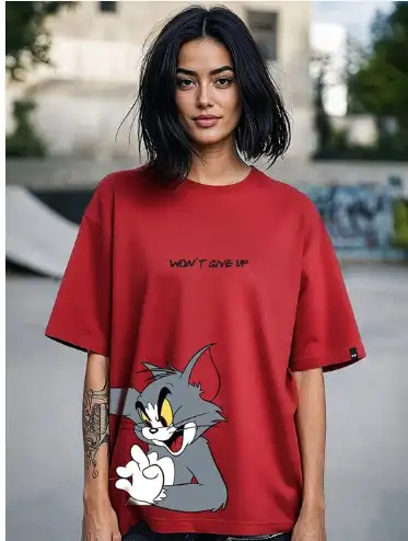 Image for BewakoofTom%26JerryprintedDrop-ShoulderCottonOversizedT-shirt