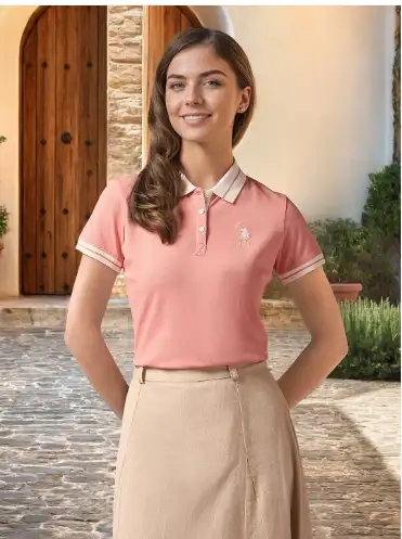 Image for U.S.PoloAssn.WomenSolidPoloCollarCottonT-Shirt