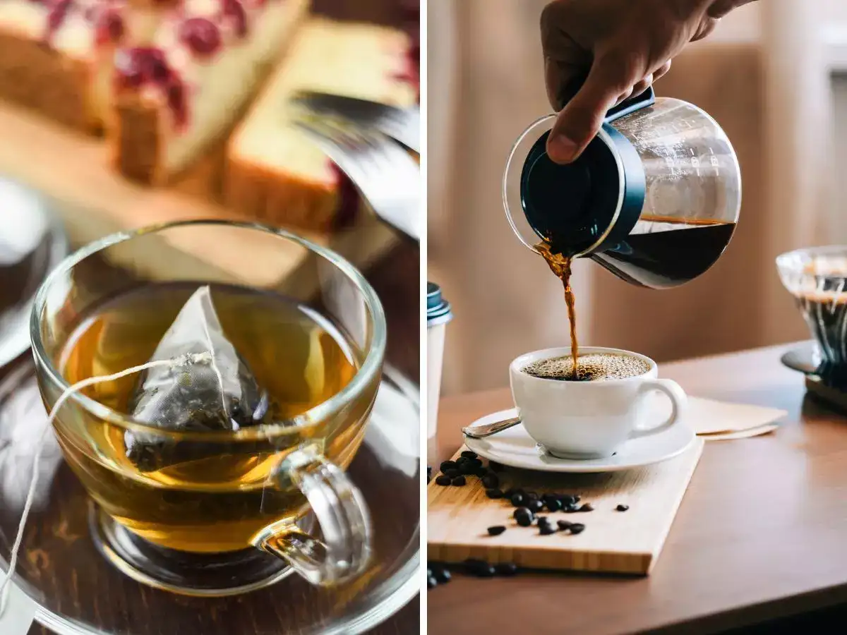 Green tea and coffee