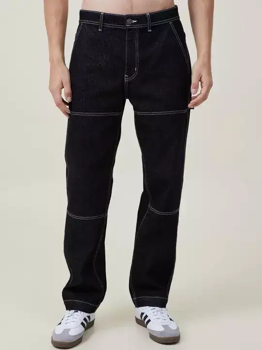 Image for Kotty-MenBlackJeanStraightFitLow-RiseCleanLookStretchableJeans