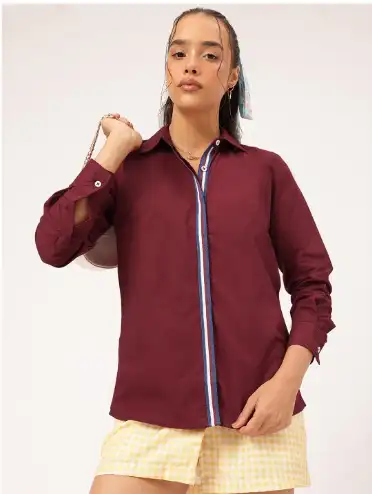 Image for DressBerryFormalFusionContrastPlacketShirt