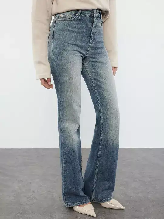 Image for Trendyol-Women'sBootcutHeavyFadeJeans