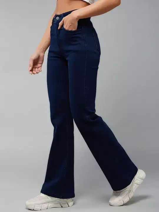 Image for DOLCECRUDO-Women'sNavyBlueBootcutShapingHigh-RiseStretchableJeans