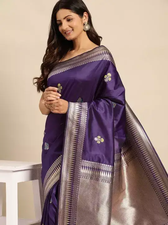Image for RoyalRajgharanaSaree-EthnicMotifsZariPureSilkBanarasiSaree