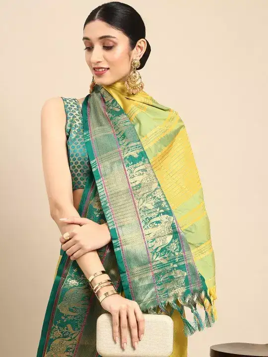 Image for Anouk-YellowZariPureSilkBanarasiSaree