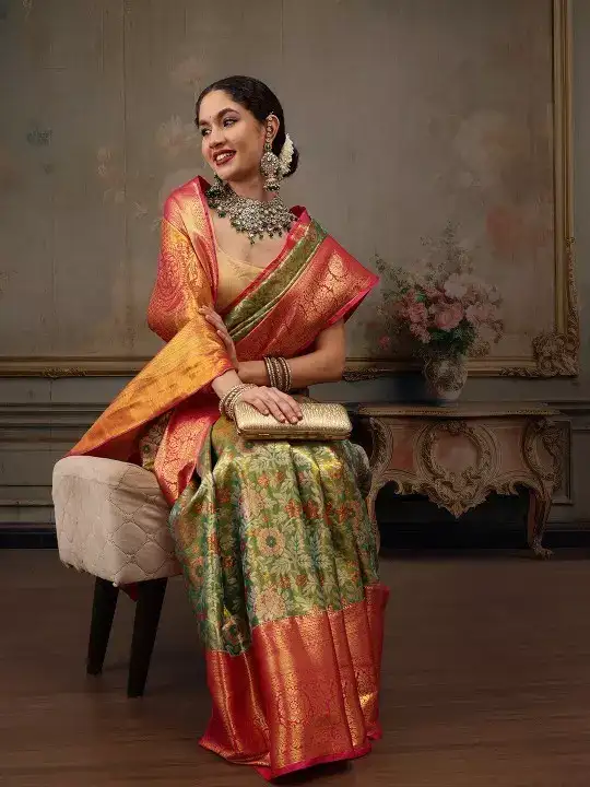 Image for SilkLand-FloralWovenDesignZariSilkBanarasiSaree
