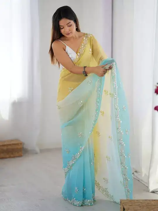 Image for Anouk-EmbellishedBeadsandStonesPureChiffonDesignerSaree