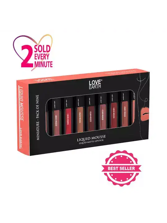 Image for LOVEEARTH-Setof9LiquidMousseMiniatureMatteLipsticks