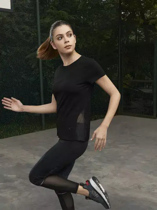 Image for HRXbyHrithikRoshan-WomenBlackNetCottonT-shirt