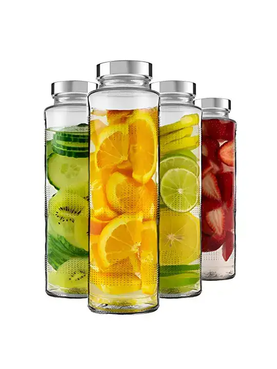 Image for Tycheenterprises-SolidGlassCollapsibleSetof4SipperFlaskInfuserWaterBottle