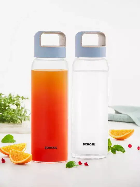 Image for BOROSIL-CrystoTransparentBrandLogoGlassFridgeSafeFlaskInfuserWaterBottle