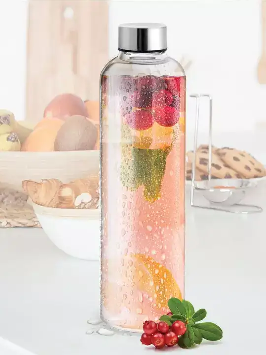 Image for Treo-ClarionTransparentBorosilicateGlassWaterBottle1Ltr