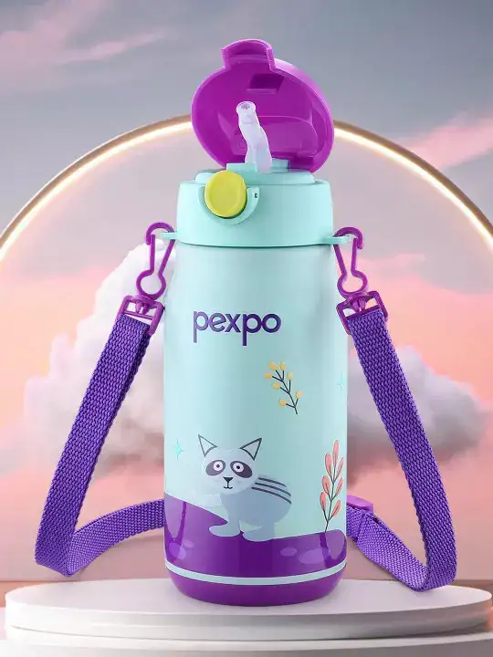 Image for Pexpo-SeaGreen%26PurplePrintedStainlessSteelDoubleWallVacuumWaterBottle