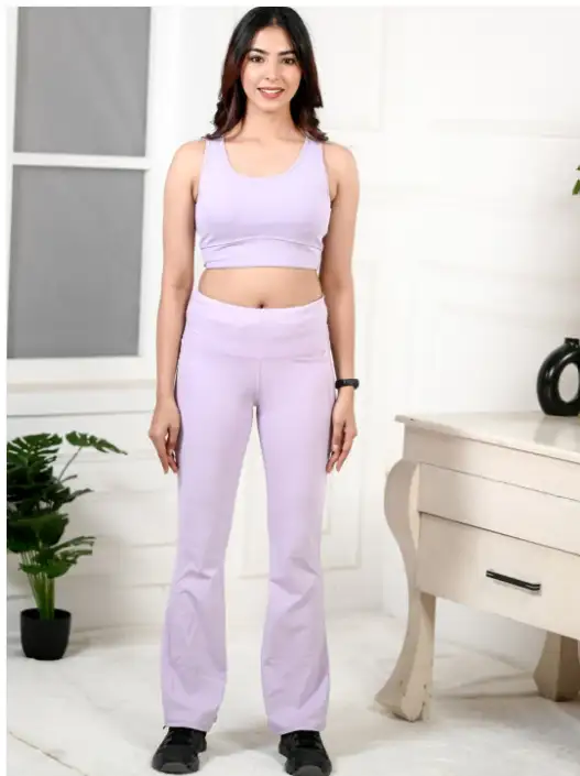 Image for MladaWomenFlaredHigh-RiseActiveWearGymBootcutTrousers