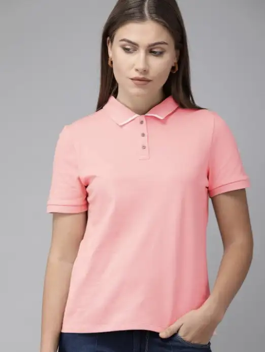 Image for RoadsterWomenPinkSolidPoloCollarT-shirt