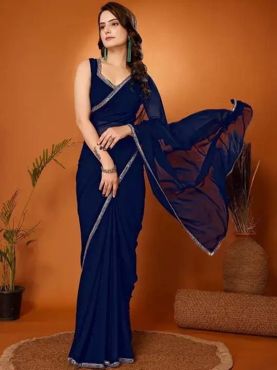 Image for FABMORA-EmbellishedSequinnedPureGeorgetteSaree