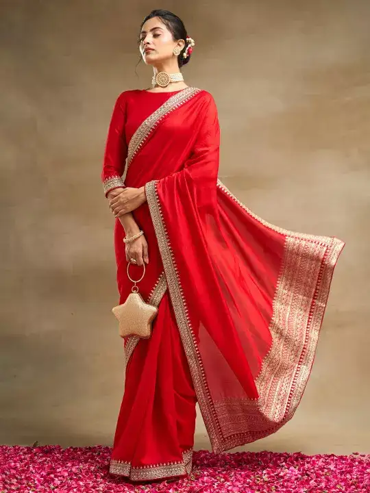 Image for Kasee-SolidEmbroideredSaree