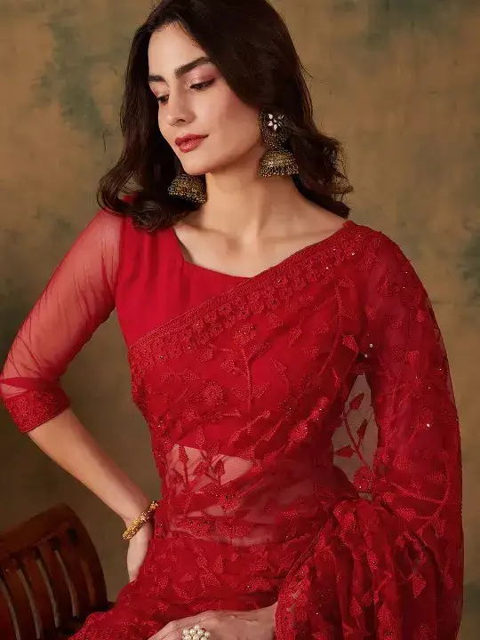 Image for Sangria-EmbroideredNetSarees