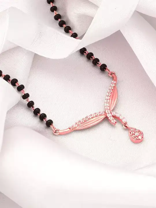 Image for GIVA-925SterlingSilverRoseGold-PlatedZircon-StuddedMangalsutra