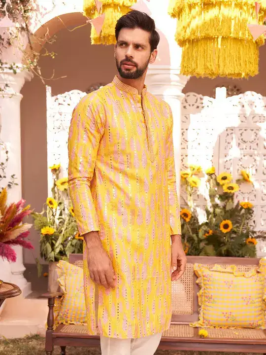 Image for KISAH-MenEmbellishedRegularFitMirrorworkKurta
