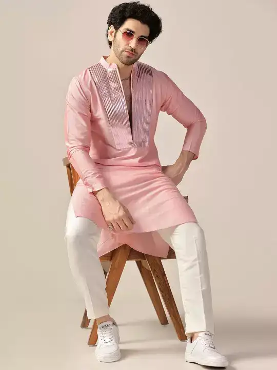 Image for KISAH-MenTapeWorkEmbellishedZariRegularFitKurta