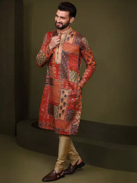 Image for KISAH-MenAbstractPrintedRegularFitKurta