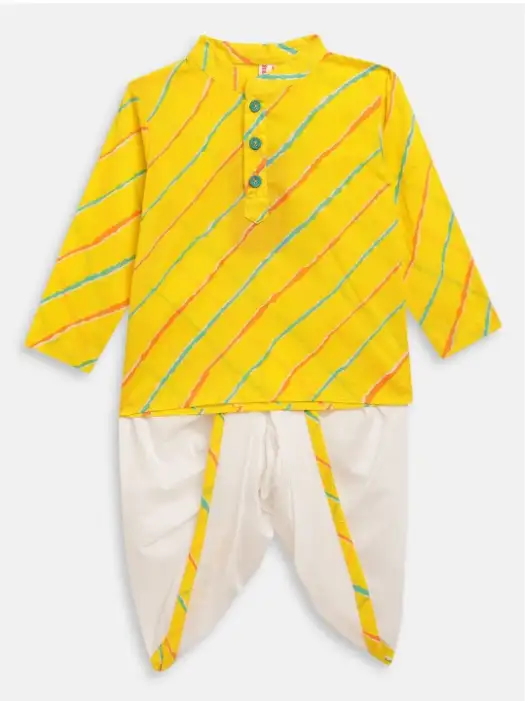 Image for StuffieLandBoysLeheriyaPrintedPureCottonKurtawithDhotiPants