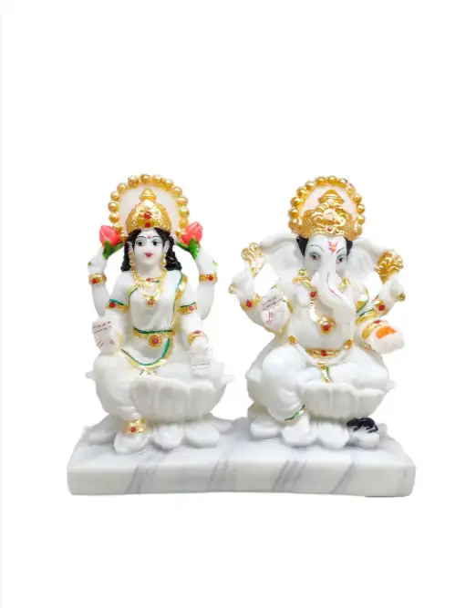 Image for GLOOKSLakshmiGaneshaWhiteMarbleMattePrayerRoomIdol