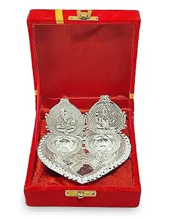 Image for BENGALENGermanSilverDiyawithGaneshLakshmiDesignIdol