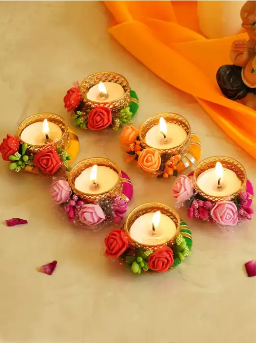 Image for TIEDRIBBONSSetof6TealightCandleHolder