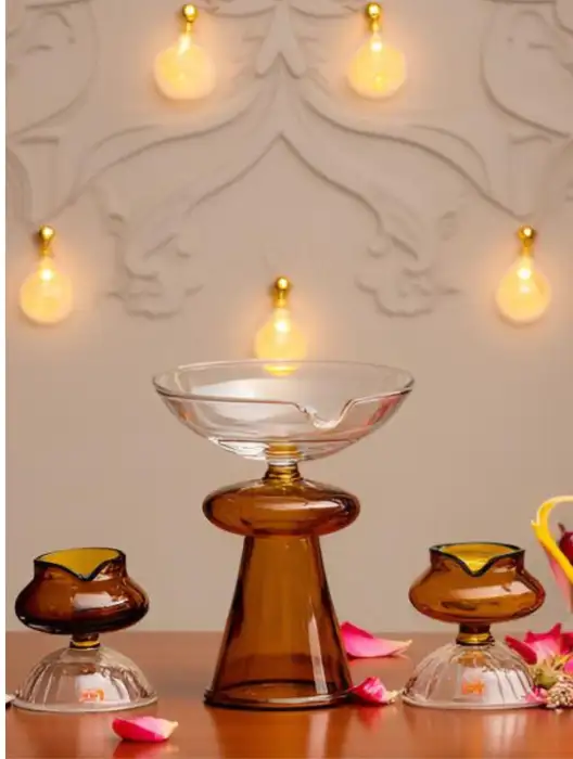 Image for MyntraElegantHomesBrown%26TransparentColour-BlockedDiyas