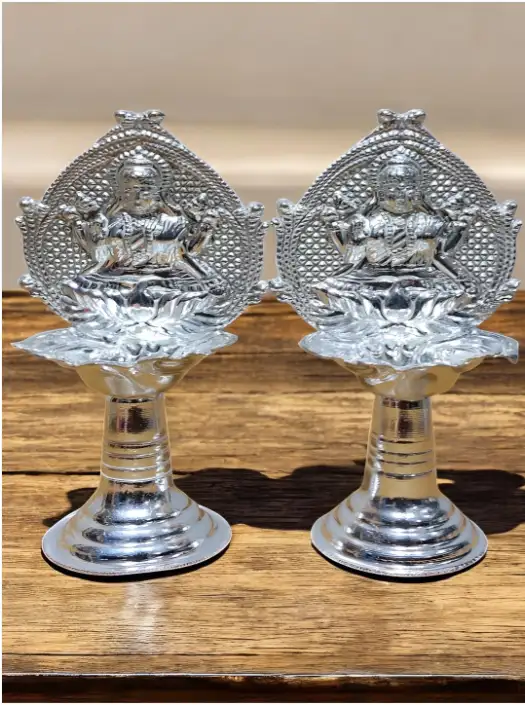 Image for SigaramPoojaArticlesSilver-Toned2PiecesFancyKamakshiDiya