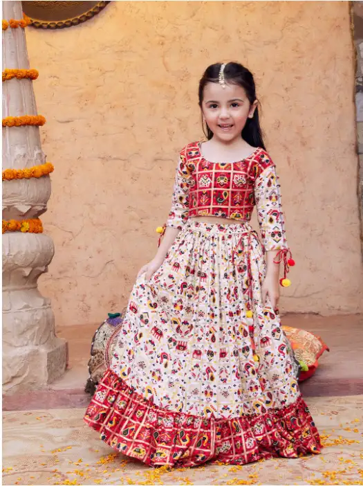 Image for VASTRAMAYGirlsPrintedReadytoWearLehengaCholi