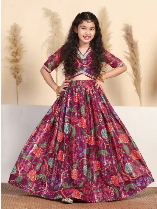 Image for BAESDGirlsPrintedReadytoWearLehenga%26Choli