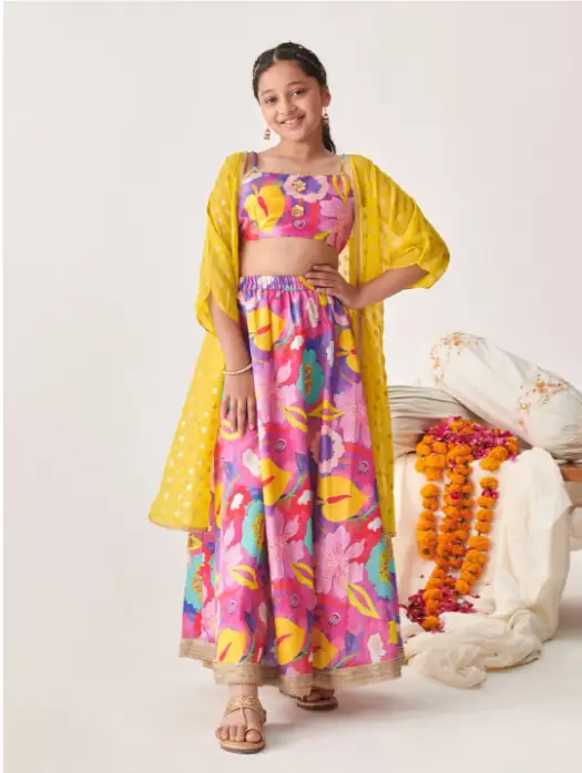 Image for PspeachesGirlsPrintedReadytoWearLehengaCholi