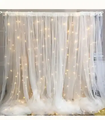 Image for SpecialYouWhiteNetCurtainwithLEDFairyLightsDecor