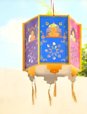 Image for SpecialYouBluePrintedHangingKandeelFestiveDecor