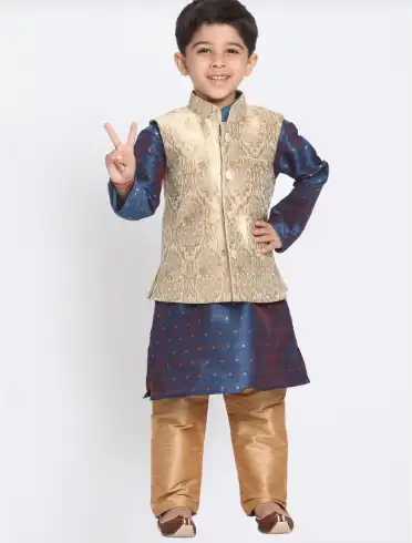 Image for VASTRAMAYBoysSelfDesignKurtawithChuridar%26Jacket