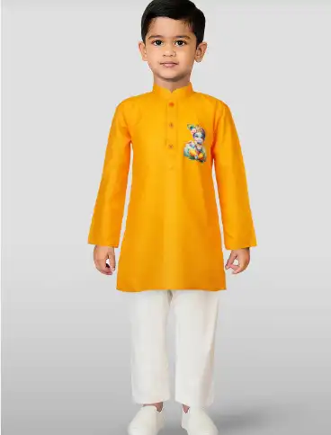 Image for JBNCreationBoysQuirkyPrintedBandCollarKurtawithPyjamas