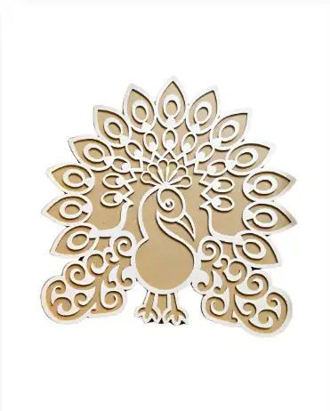 Image for CraftVatikaPeacockWoodenRangoliMakingStencil