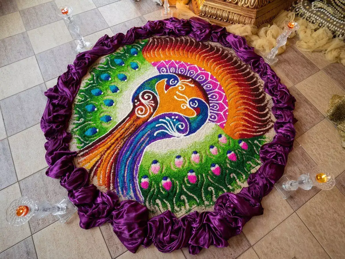 general Peacock-Themed Rangoli
