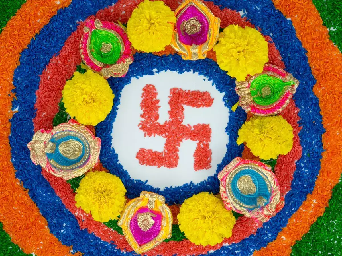 general Rangoli with Religious Motifs