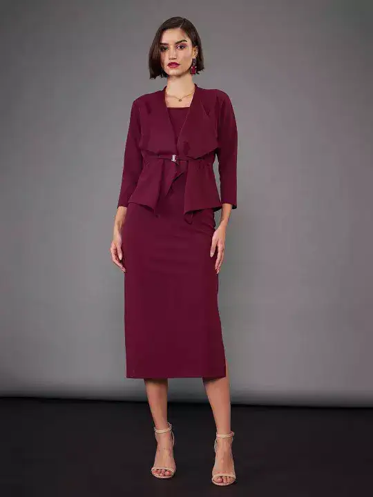 Image for SASSAFRASworklyf-ShoulderStrapsSheathMidiDressWithCropShrug