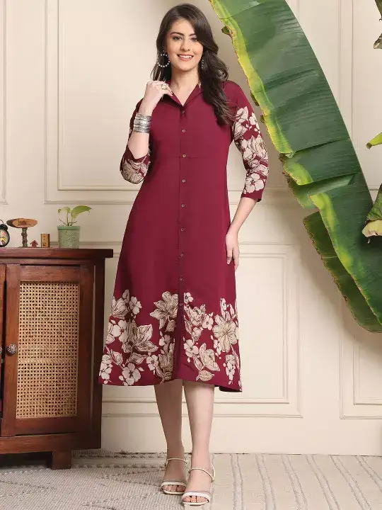 Image for Claura-Women'sFloralPrintedMaxiMidiDress