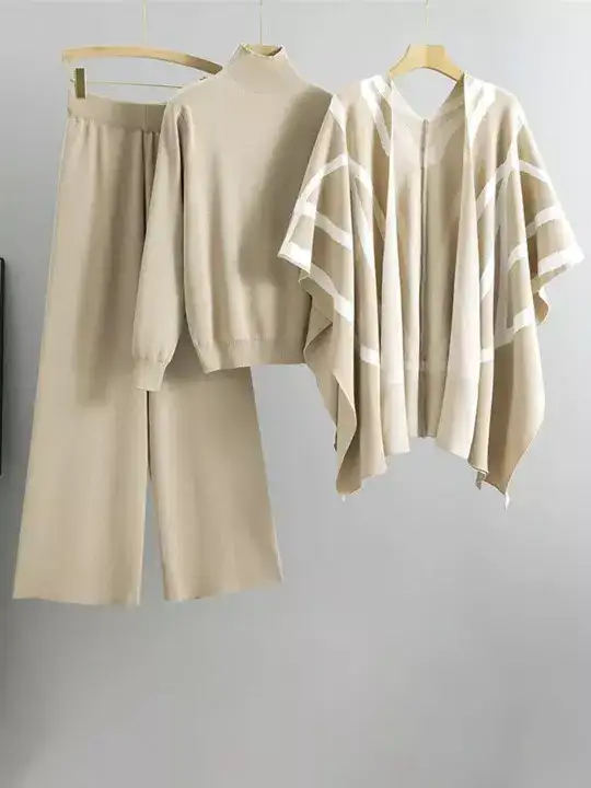 Image for MissMosaByAkanksha-WomenBeigeDoryLuxeWinterCoordSetWithCape