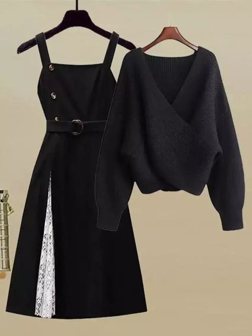 Image for MissMosaByAkanksha-BlackVictoriaWoollenCordSet