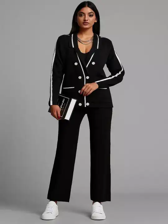 Image for TRENBEE-StripedNotchLapelNeckBlazerWithTrousersCo-Ords