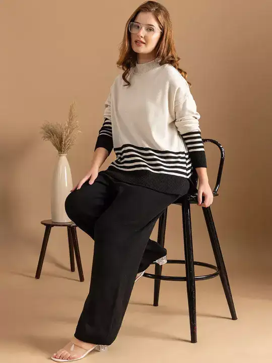 Image for Roadster-TheLifestyleCoStripedWoollenSweater%26Wide-LegTrousersCo-Ords